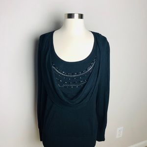 ATP9 Beautiful Black Embellished Top Size XL